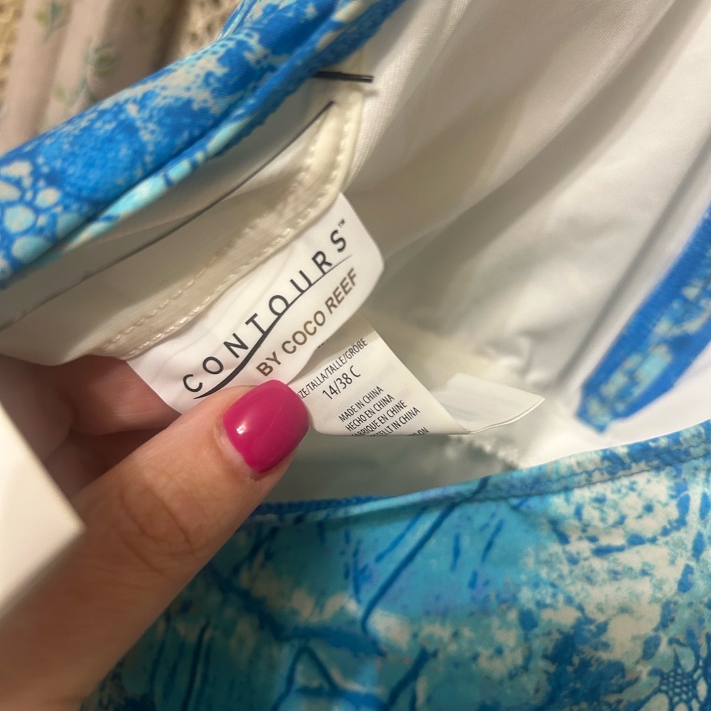 Contours By Coco Reef Cerulean Python Jewel One-Piece‎ Swimsuit Size 14/38C NWT - Picture 7 of 7